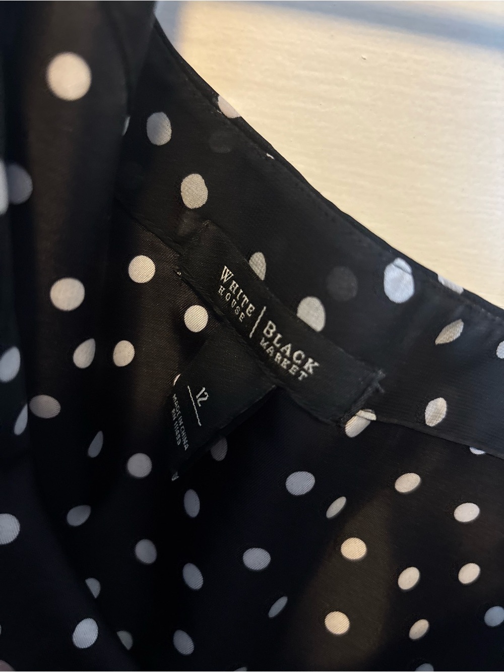 White House Black Market Black One-Shoulder Polka Dot Dress - Picture 2 of 7